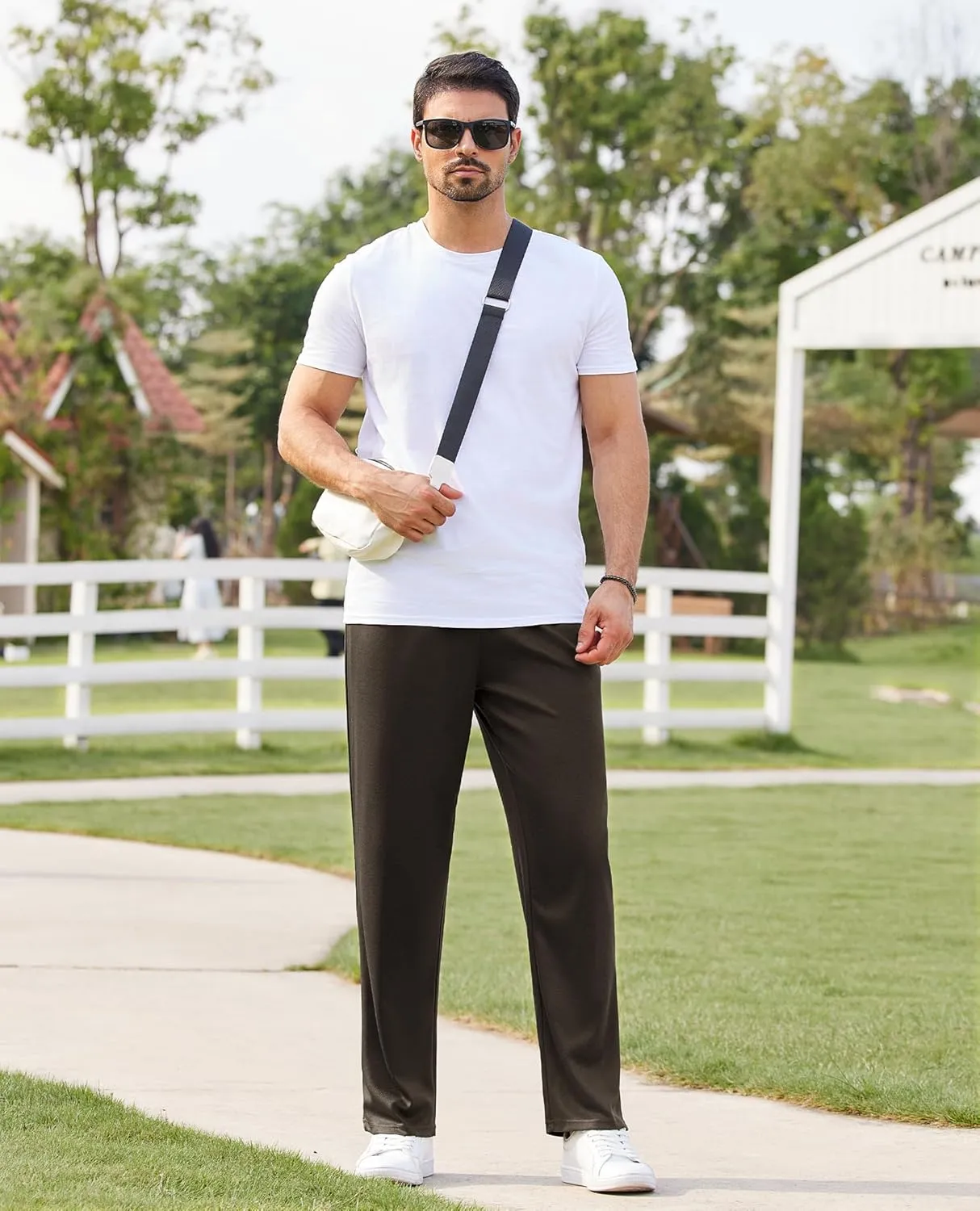 Alimens & Gentle Mens Sweatpants Casual Open Bottom Sweat Pants for Men Drawstring Workout Pants with Pockets
