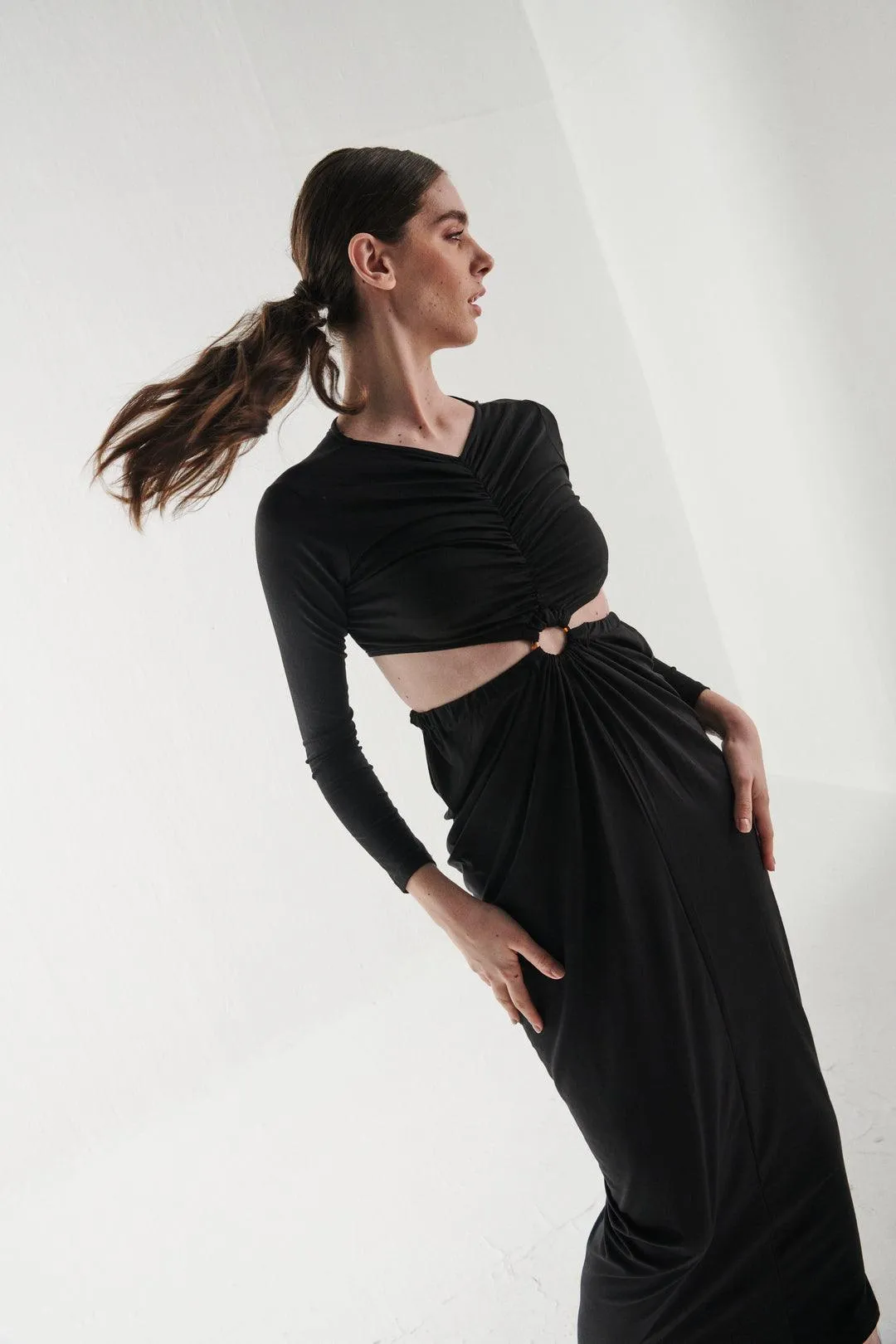 Black Full Sleeves Maxi Dress