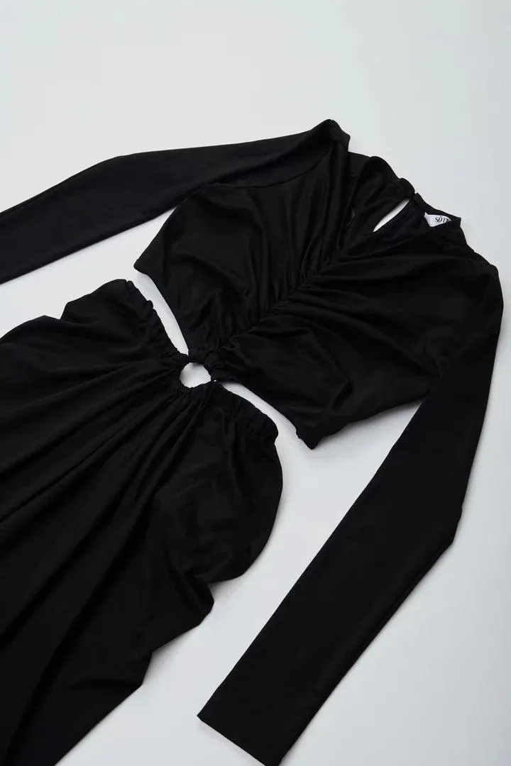 Black Full Sleeves Maxi Dress