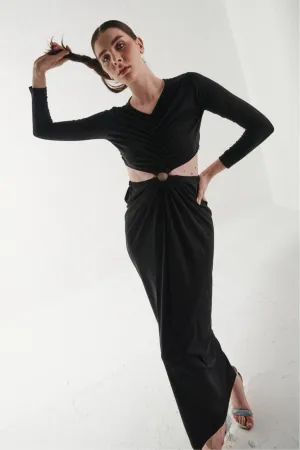 Black Full Sleeves Maxi Dress