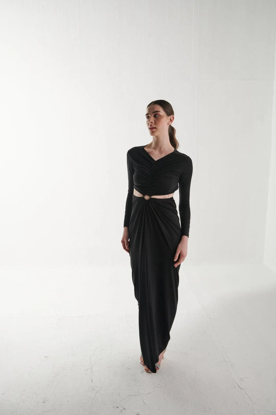 Black Full Sleeves Maxi Dress