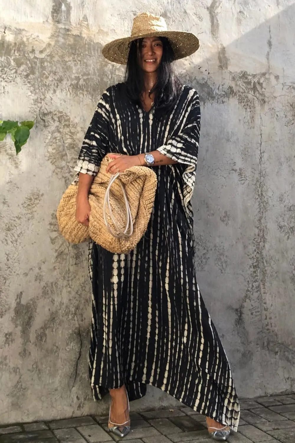 CHERRY CAT Women Beachwear Long Beach Coverups Kaftan Casual Caftan Dress Swimwear cover ups