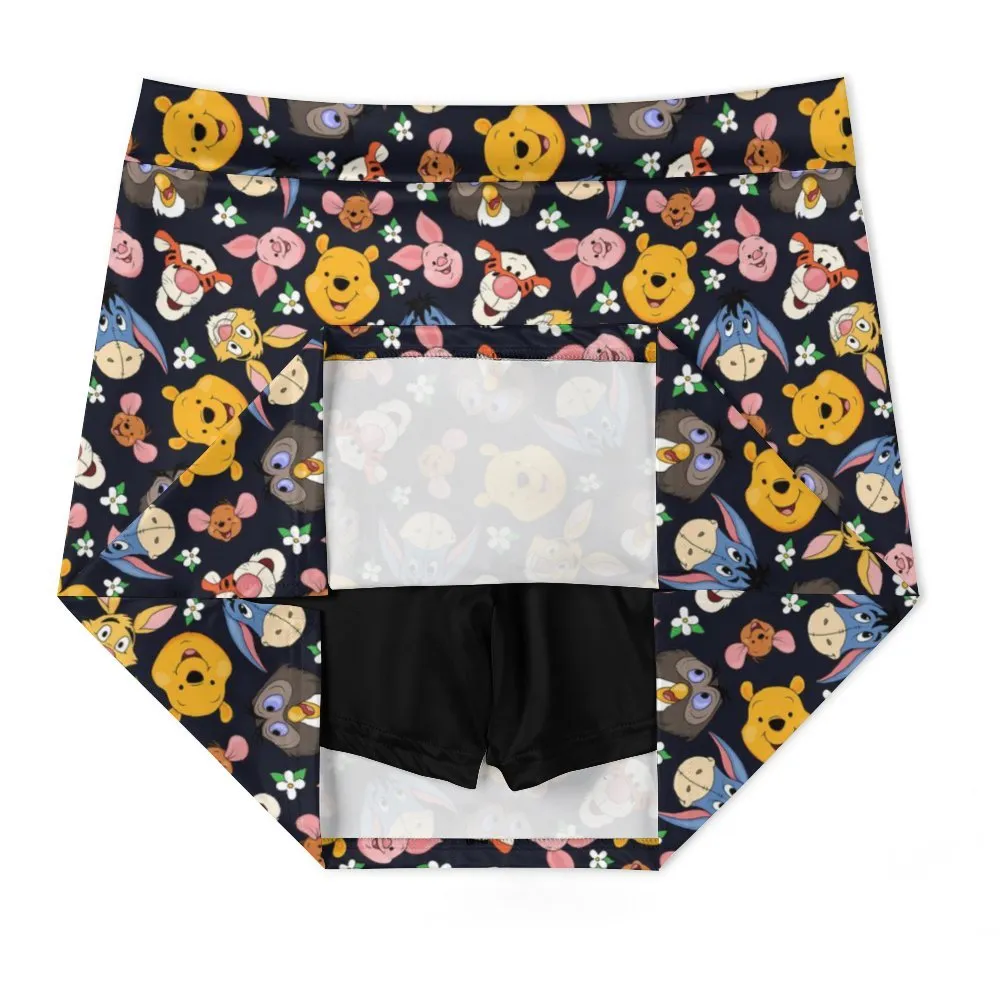 Disney Winnie The Pooh Hundred Acre Wood Friends Athletic A-Line Skirt With Pocket Solid Shorts