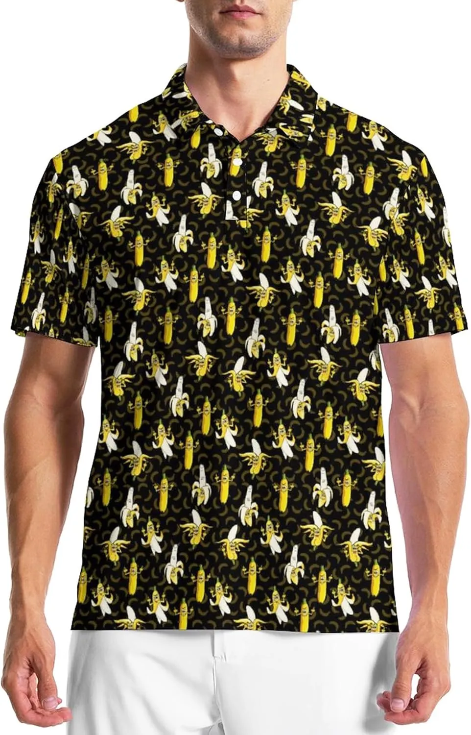Golf Polo Shirts for Men Funny Print Golf Polos Short Sleeve Performance Men's Golf Shirts Quick Dry