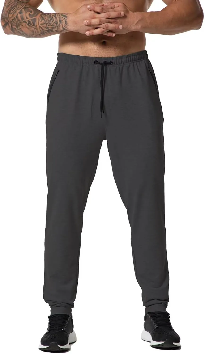 GYMELITE Men's Gym Sweatpants Workout Joggers Active Athletic Jogger Pants with Zipper Pockets Casual Running Track Pants