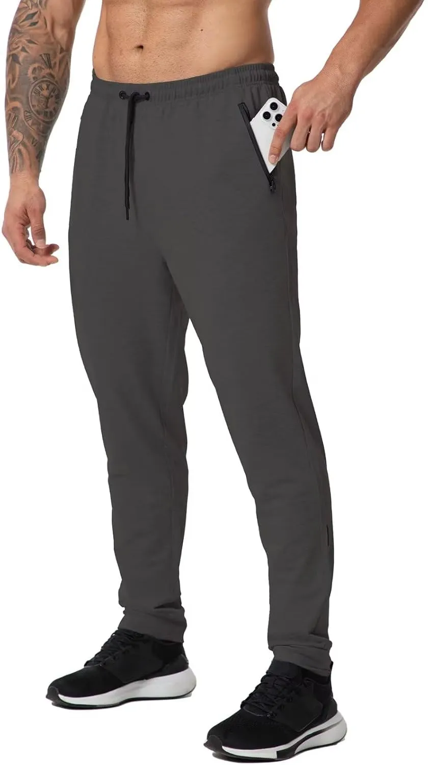 GYMELITE Men's Gym Sweatpants Workout Joggers Active Athletic Jogger Pants with Zipper Pockets Casual Running Track Pants