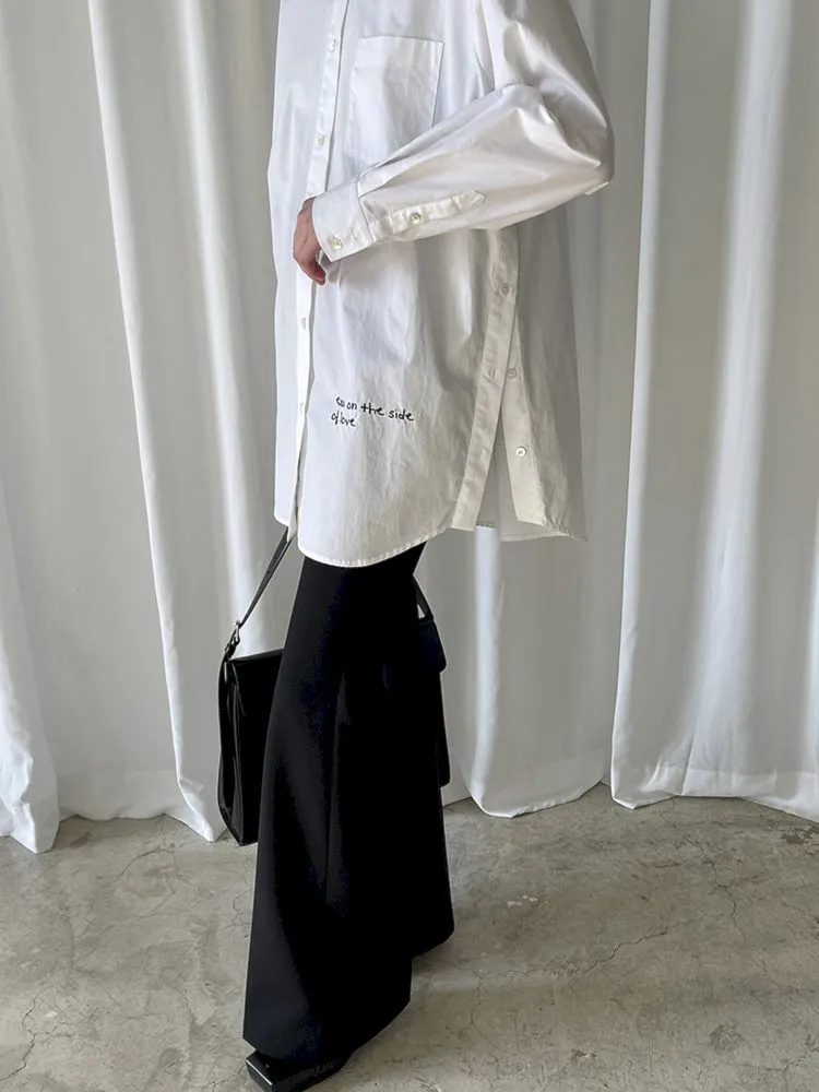 Hem Embroidered Left Slit Embroidered Shirt【s0000007465】