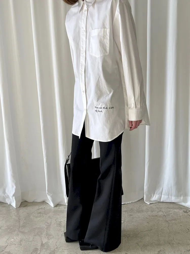 Hem Embroidered Left Slit Embroidered Shirt【s0000007465】