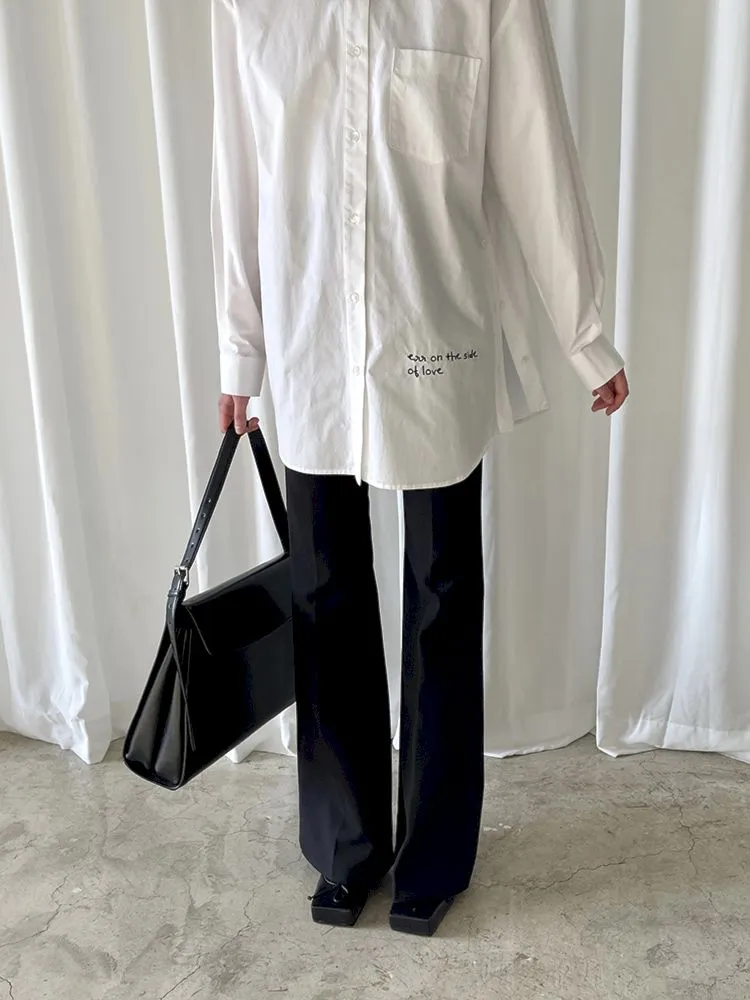Hem Embroidered Left Slit Embroidered Shirt【s0000007465】
