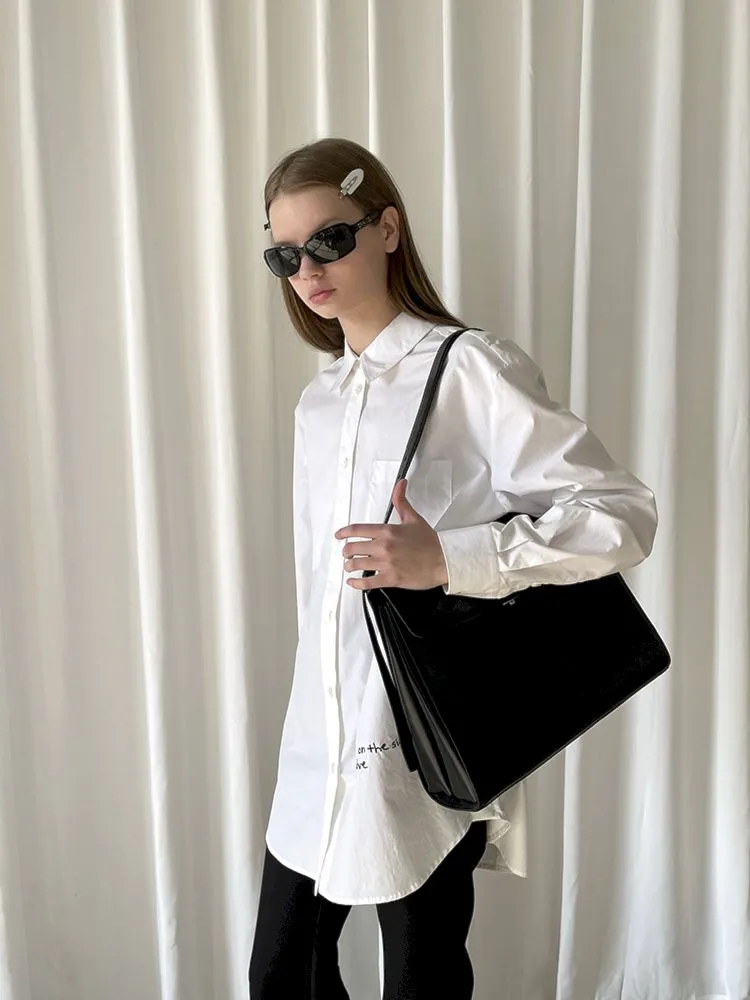 Hem Embroidered Left Slit Embroidered Shirt【s0000007465】
