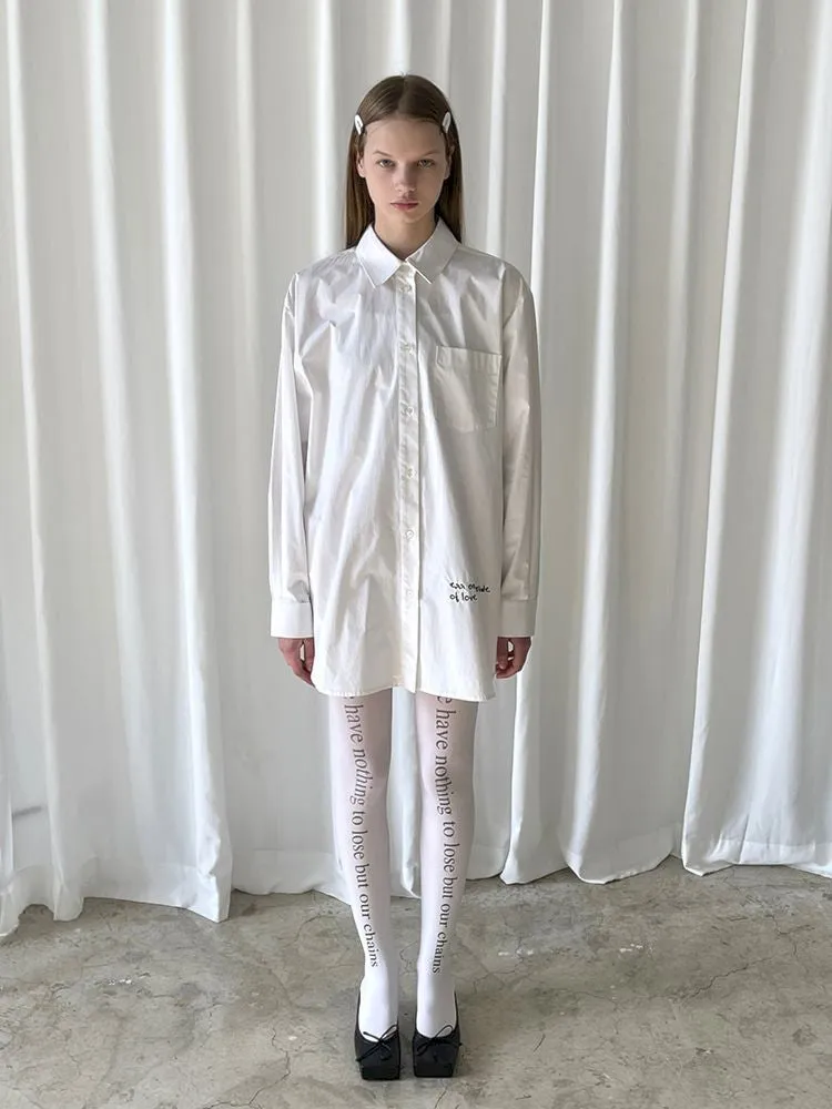 Hem Embroidered Left Slit Embroidered Shirt【s0000007465】