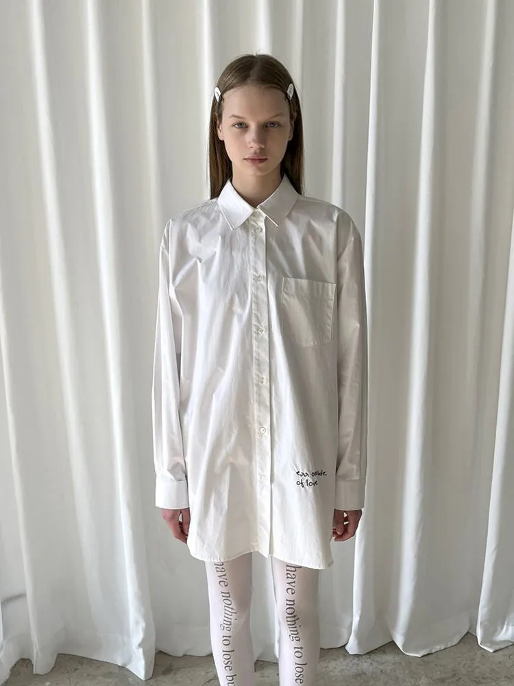 Hem Embroidered Left Slit Embroidered Shirt【s0000007465】