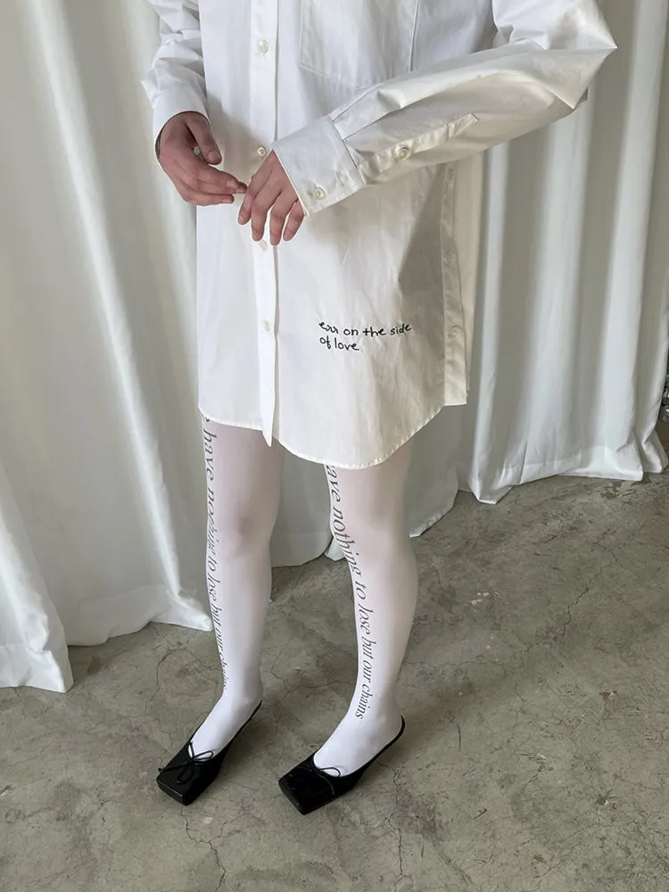 Hem Embroidered Left Slit Embroidered Shirt【s0000007465】
