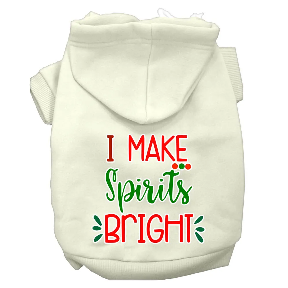I Make Spirits Bright Screen Print Dog Hoodie Cream Xs