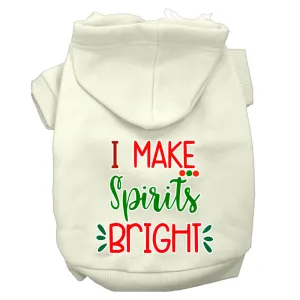 I Make Spirits Bright Screen Print Dog Hoodie Cream Xs