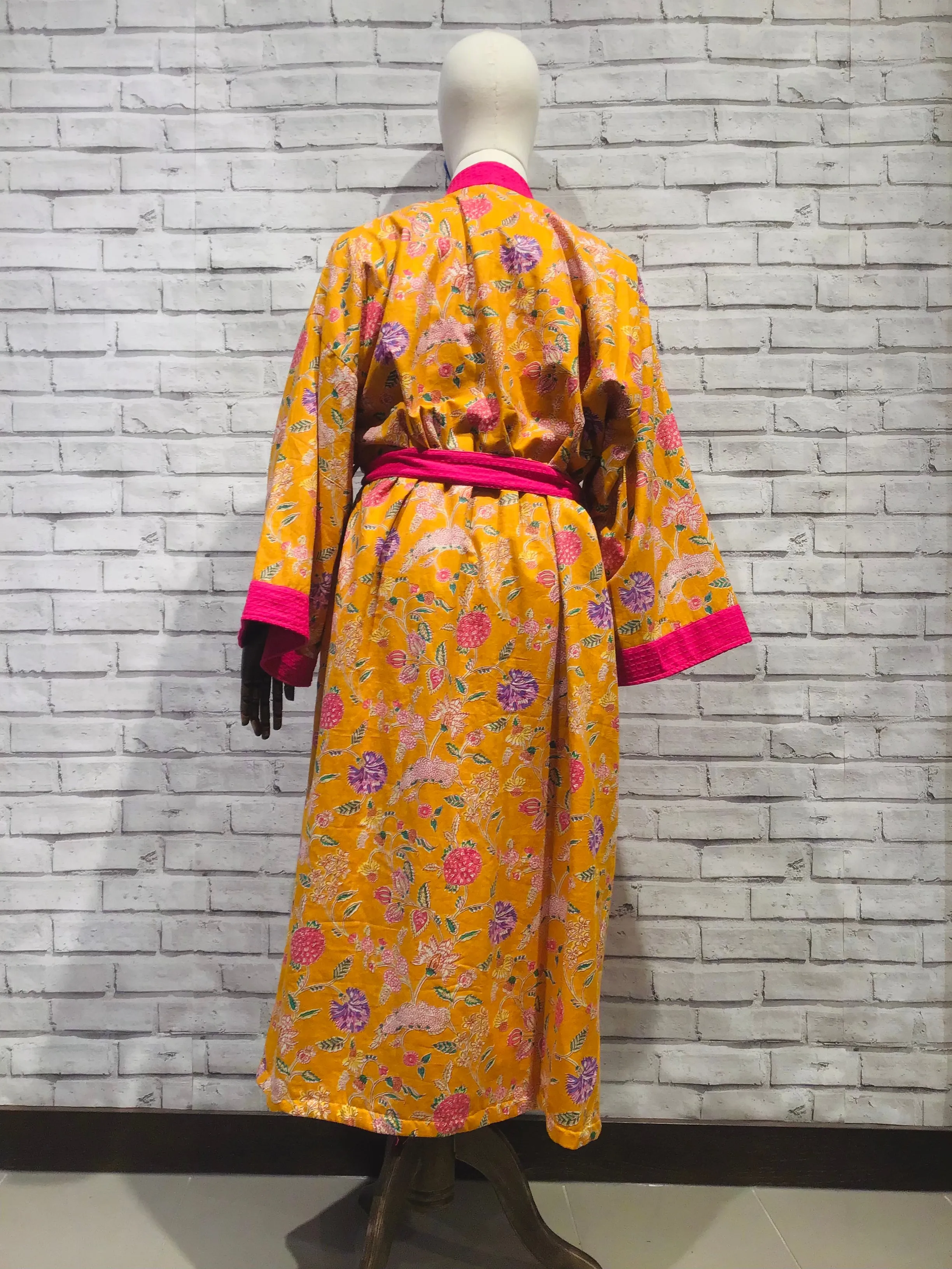 Indian summer waffle robe with pink