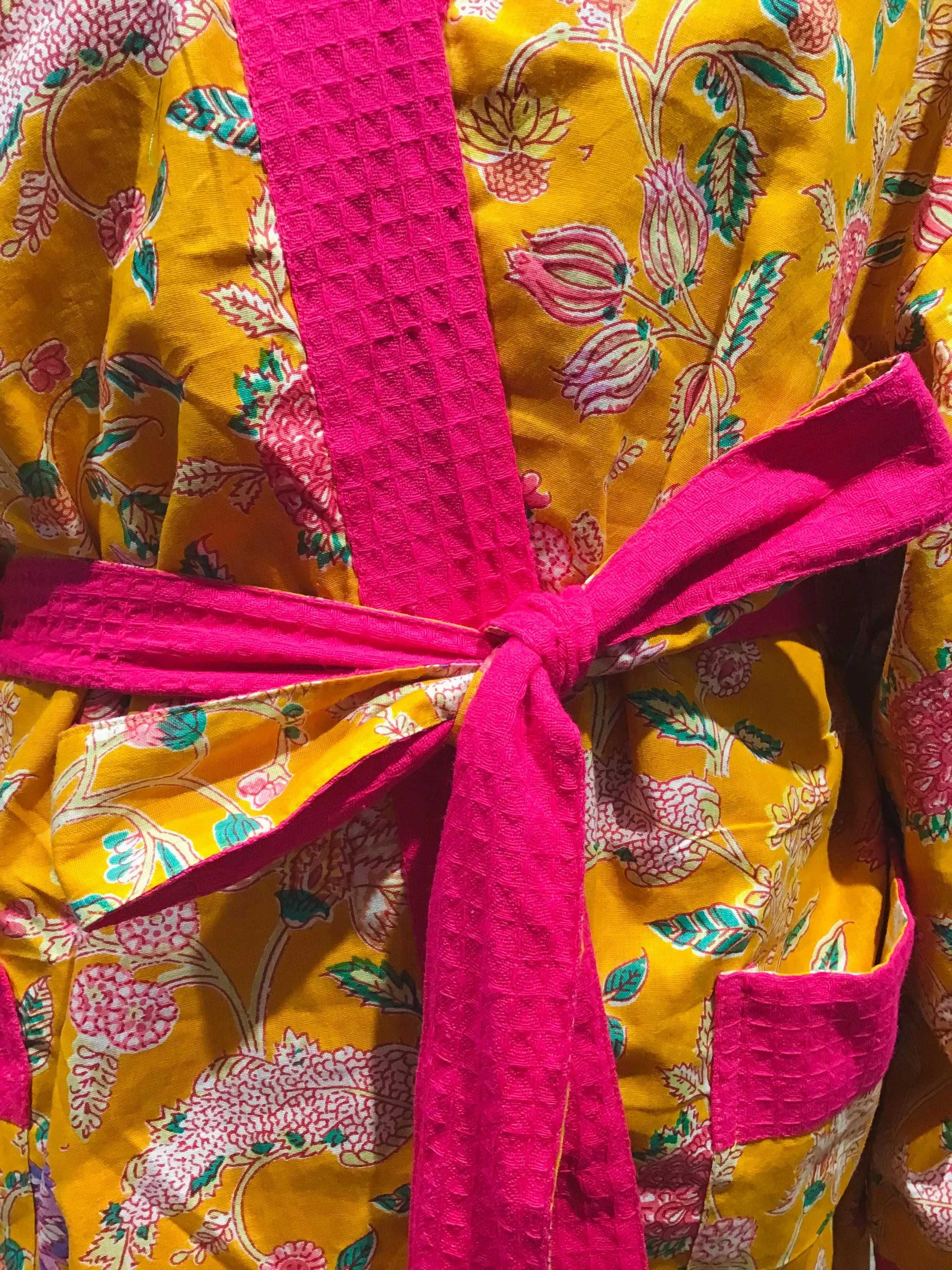 Indian summer waffle robe with pink