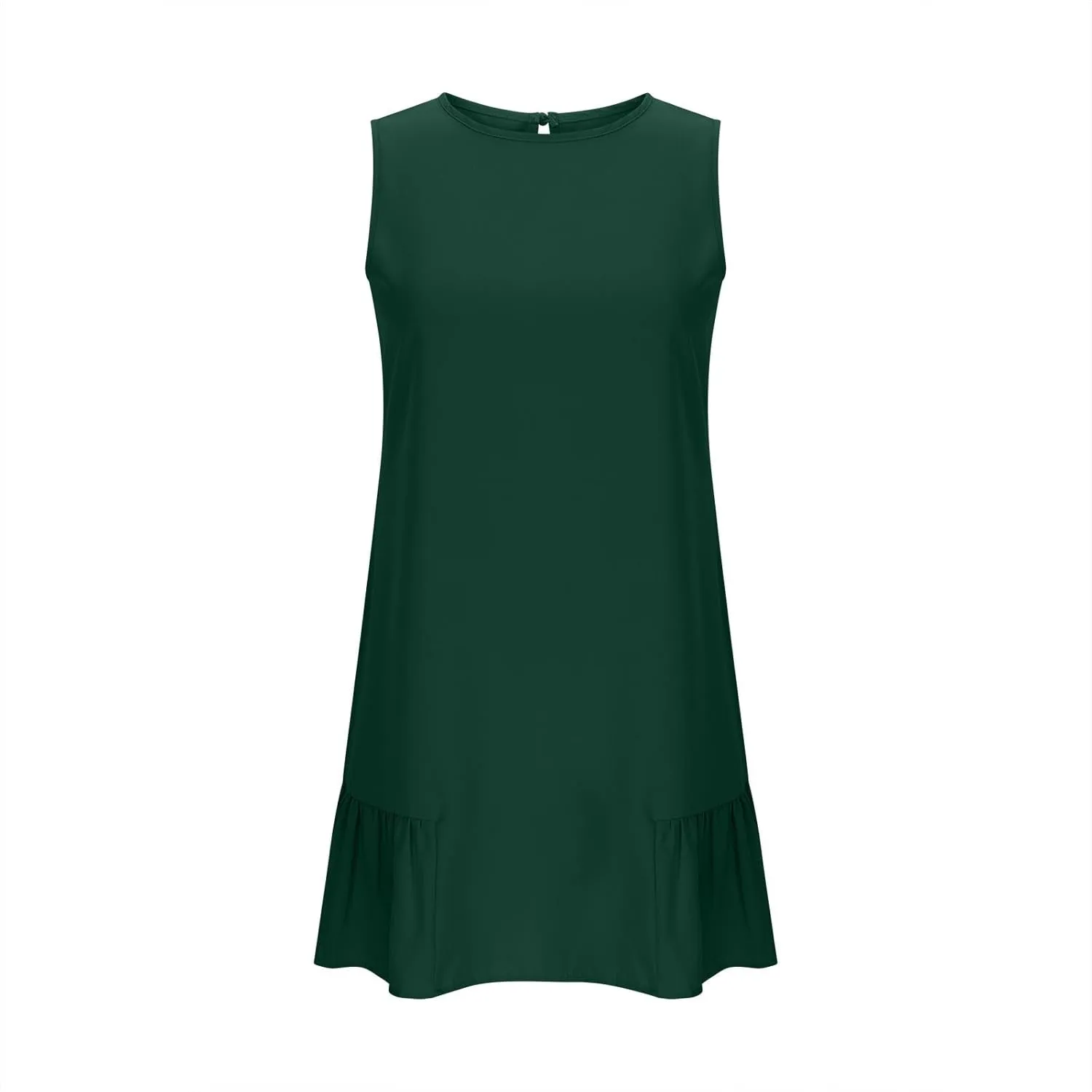 JOAU Summer Dresses for Women 2025 Crew Neck Sleeveless Keyhole Back Beach Sundress Casual Flowy Ruffle Hem Mini Tank Dress