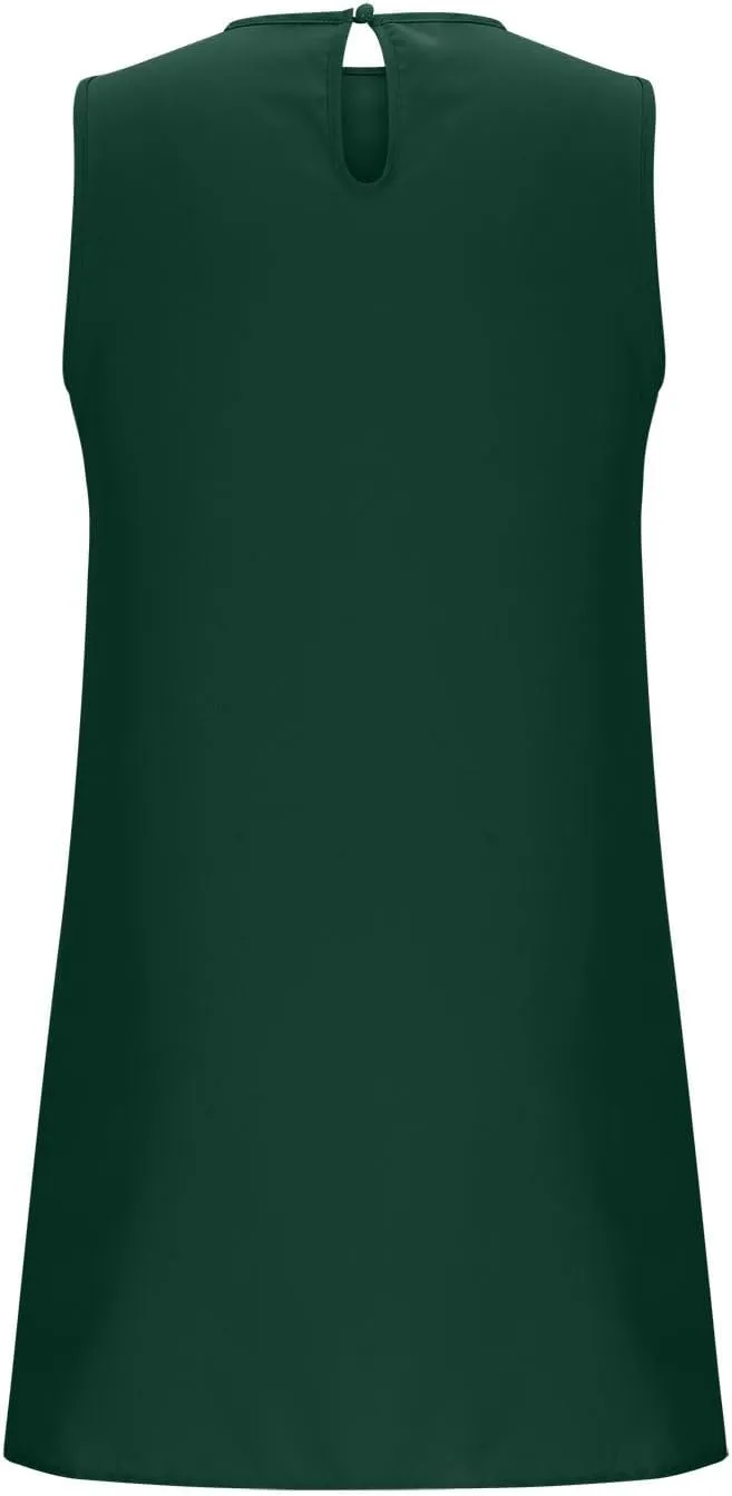 JOAU Summer Dresses for Women 2025 Crew Neck Sleeveless Keyhole Back Beach Sundress Casual Flowy Ruffle Hem Mini Tank Dress