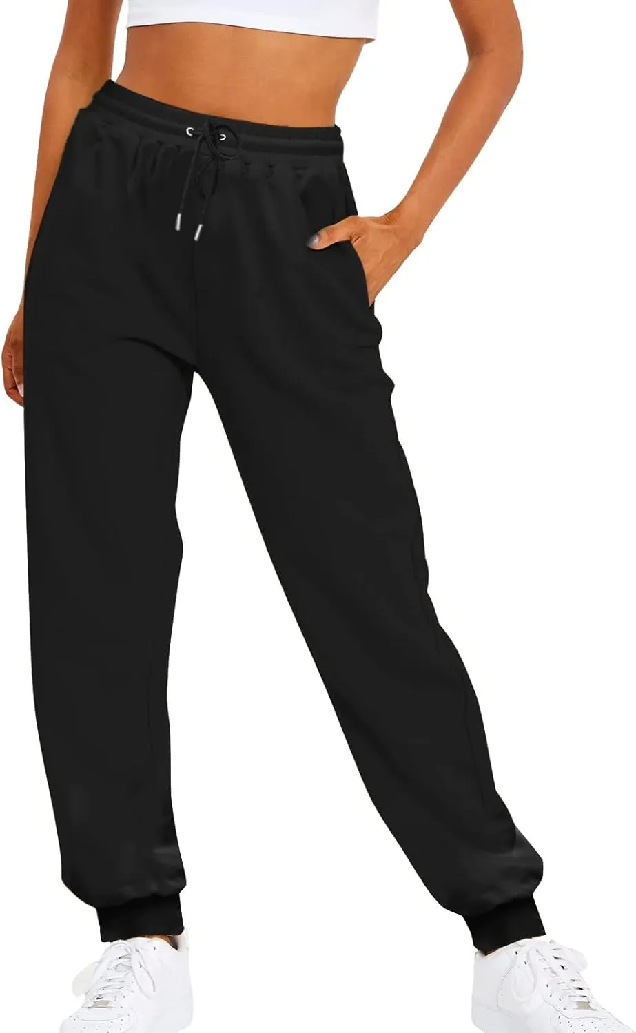 Joggers for Women Casual Fleece Baggy Sweatpants Jogger Pants with Pockets Drawstring Cinch Bottom Sweatpants