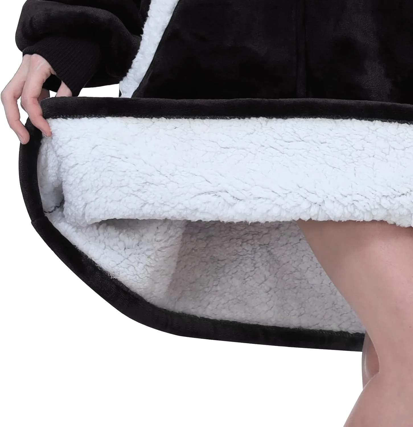Kipswiza Wearable Blanket Hoodie for Women and Men, Cozy Soft Sherpa Oversized Hooded Blankets Sweatshirt as Gifts for Her Mom Girlfriend, Black