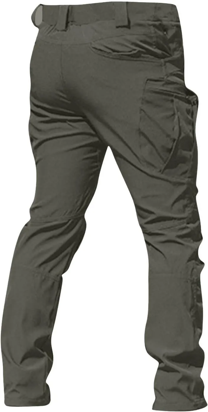 Men's Outdoor Cargo Pants Utility Elastic Waist Pockets Quick Dry Straight Leg Tactical Pants Stretch Jogging Sweatpants