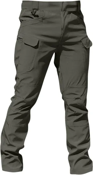 Men's Outdoor Cargo Pants Utility Elastic Waist Pockets Quick Dry Straight Leg Tactical Pants Stretch Jogging Sweatpants