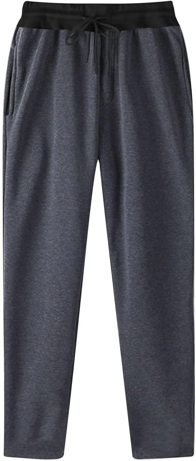 Mens Sweatpants Drawstring Waist Straight Wide Leg Baggy Pants Workout Athletic Sweatpants with Pocket