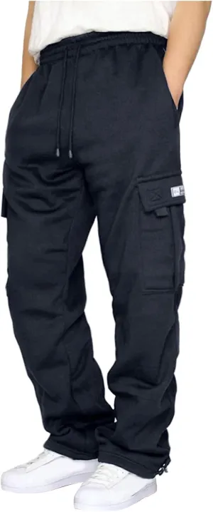 Mens Sweatpants Joggers Baggy Sweatpants Cargo Straight Leg Elastic Waist Pants Casual Drawstring Sweatpants