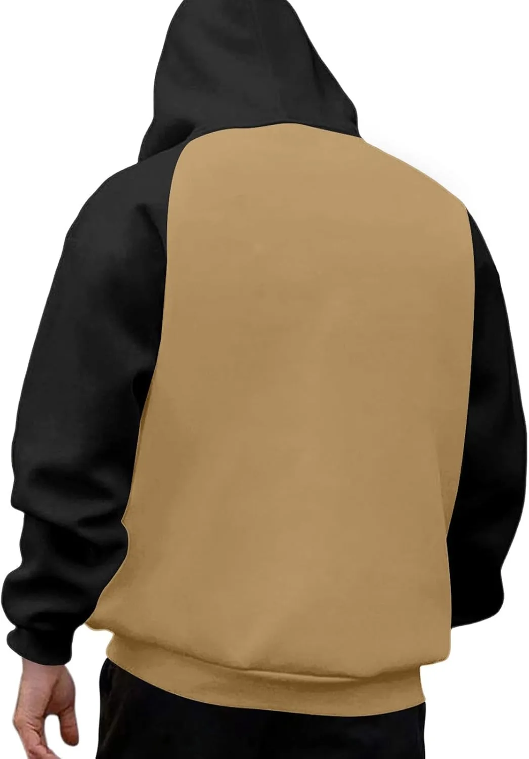 Mens Zipper Hoodies Casual Long Sleeve Sweatshirts Color Block Drawstring Fashion Oversized Cardigan with Pockets