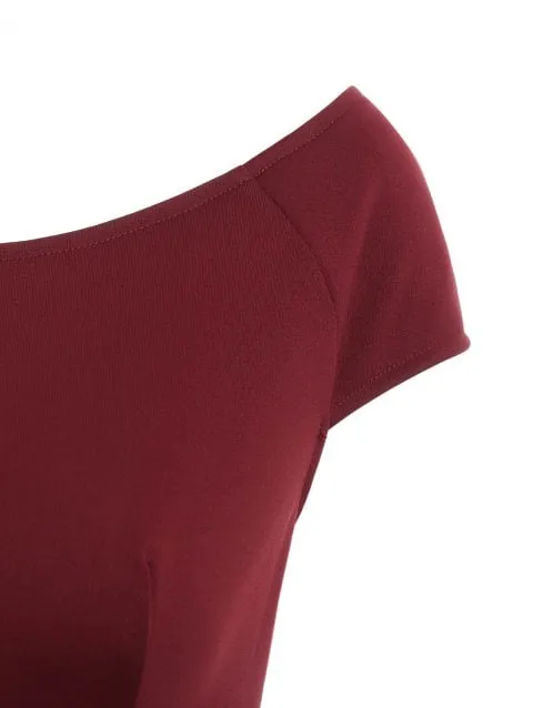 omantic Panel Boat Neck A Line Dress