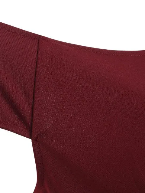 omantic Panel Boat Neck A Line Dress