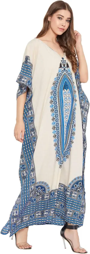 Oussum Women Plus Size Kaftans Kimono Polyester Dresses Loose Caftan Dress Ladies Evening Casual Long Maxi