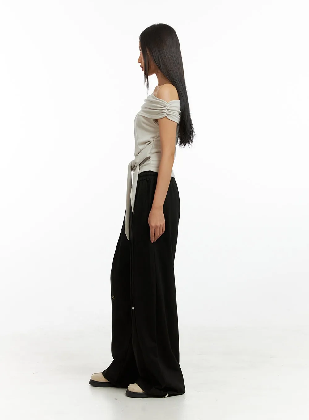 Pintucked Wide Leg Sweatpants IG405