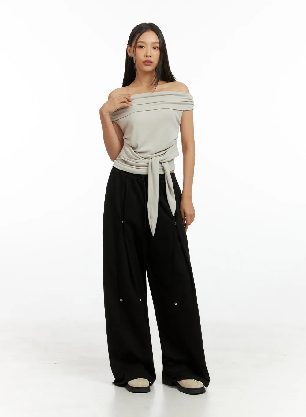 Pintucked Wide Leg Sweatpants IG405
