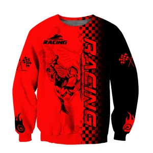 Red Horse Racing Red and Black 3D Sweatshirt Zip Hoodie Christmas Shirt for Men Dad
