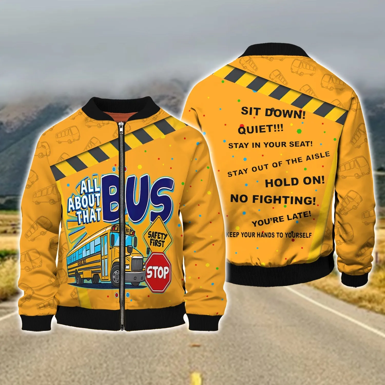 School Bus Driver Safety First Yellow 3D Full Print Sweatshirt Zip Hoodie