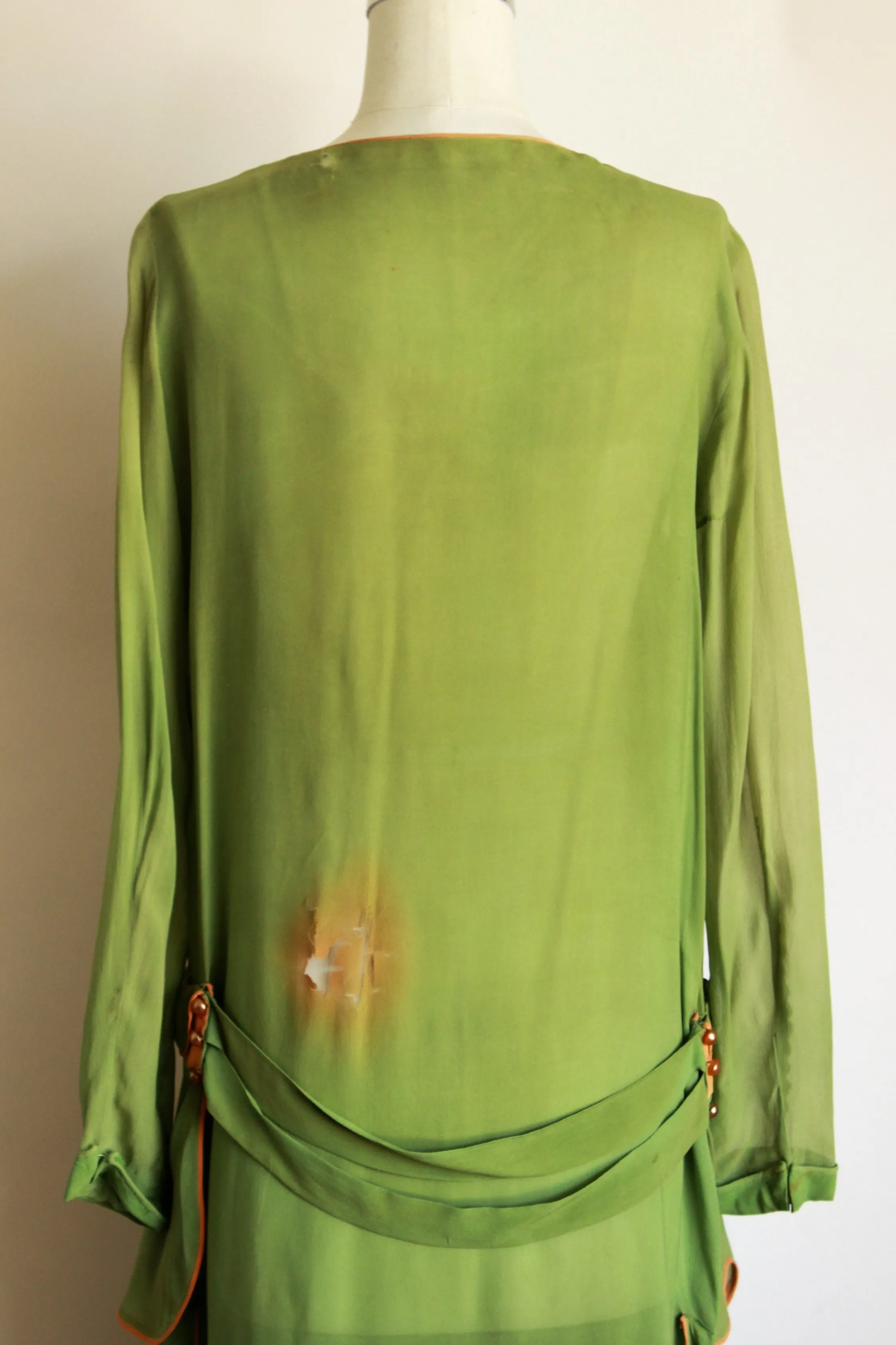 Vintage 1920's Green Silk Chifon Dress