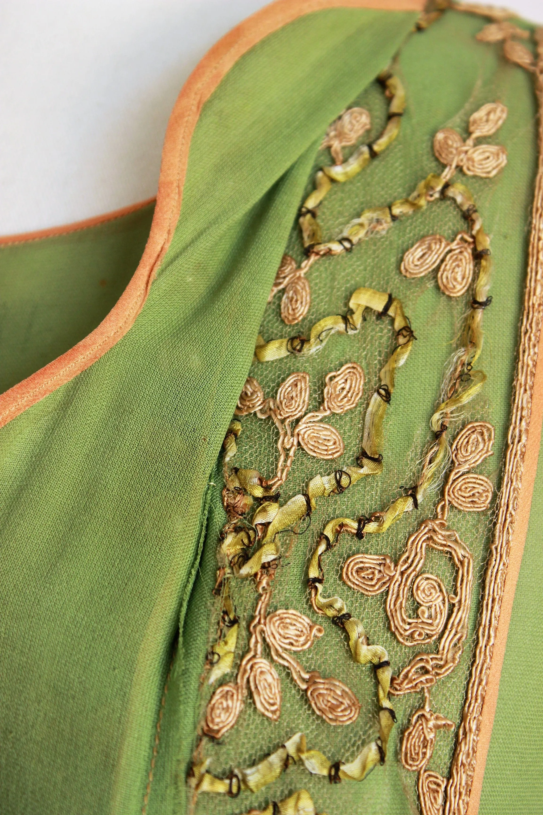 Vintage 1920's Green Silk Chifon Dress