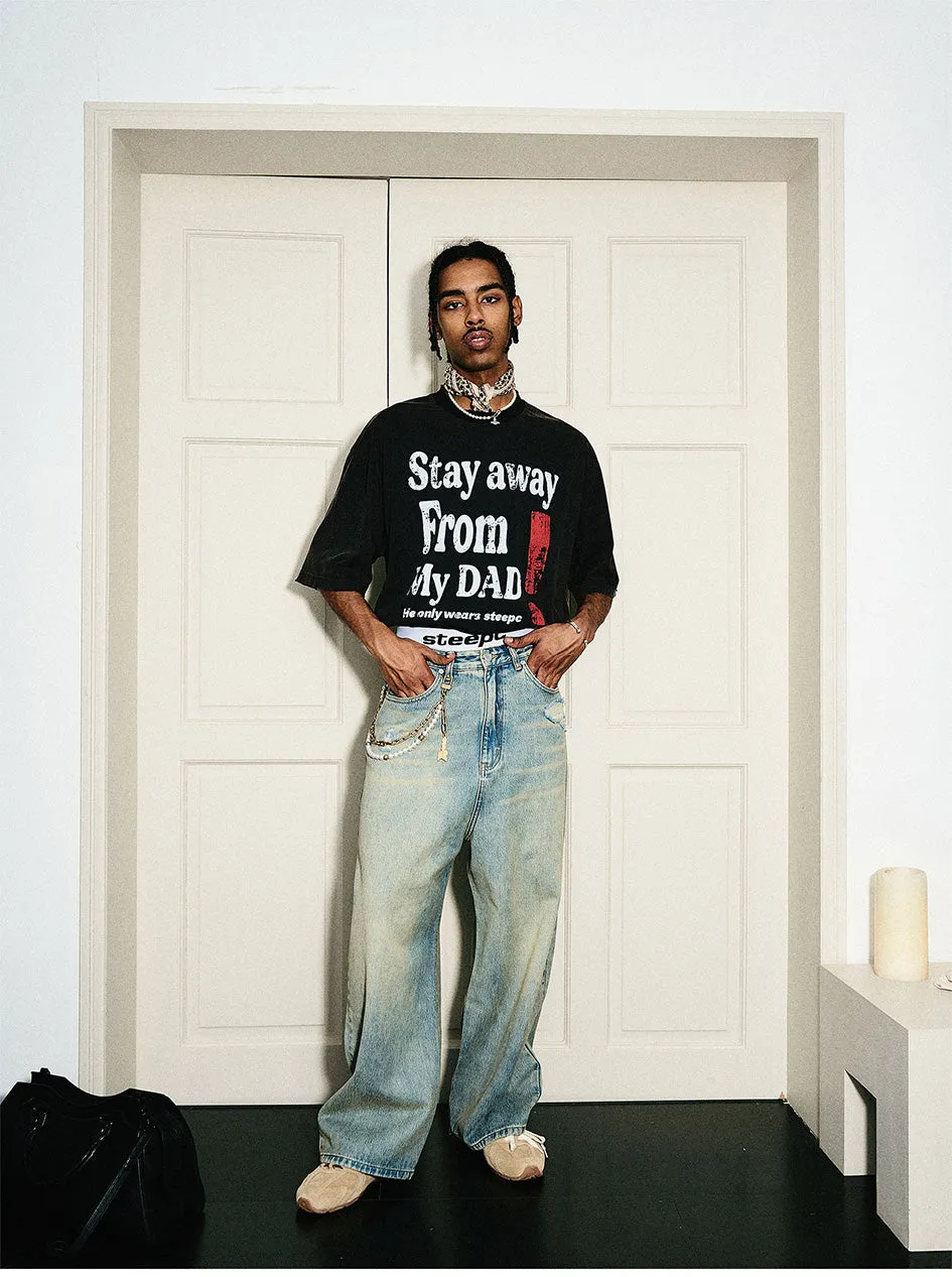Washed Straight Leg Jeans