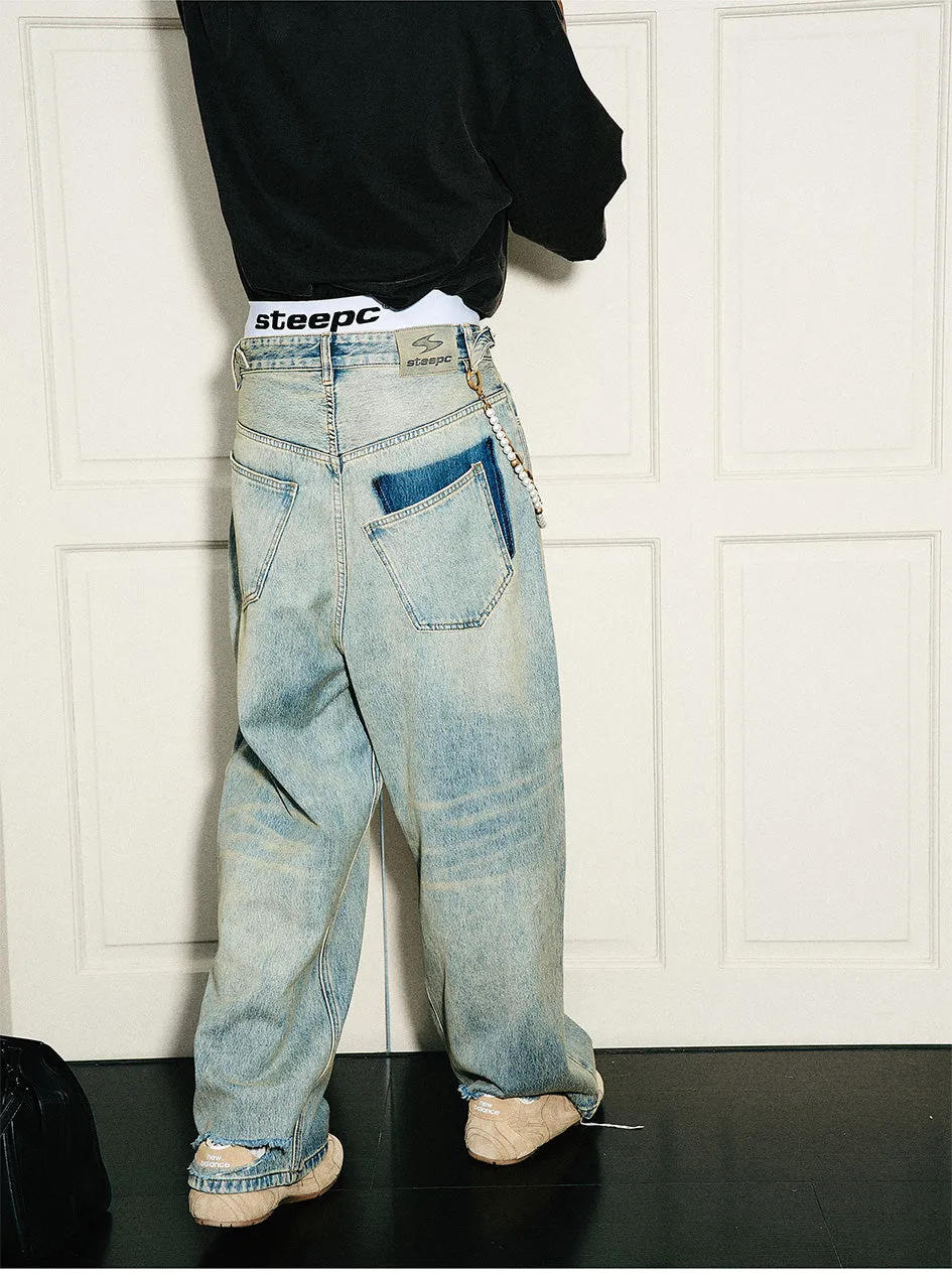 Washed Straight Leg Jeans