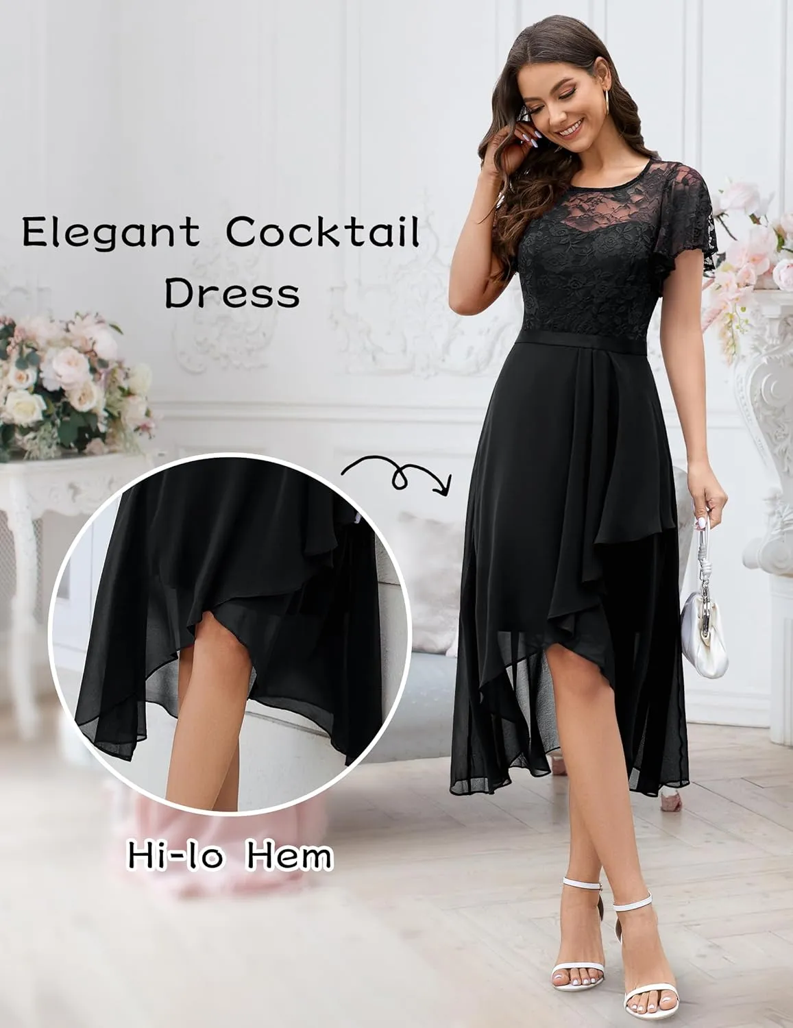 Wedtrend Women's Formal Dress Ruffle Cocktail Party Dress Flutter Sleeve Fall Wedding Guest Dress