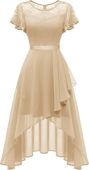 Wedtrend Women's Formal Dress Ruffle Cocktail Party Dress Flutter Sleeve Fall Wedding Guest Dress
