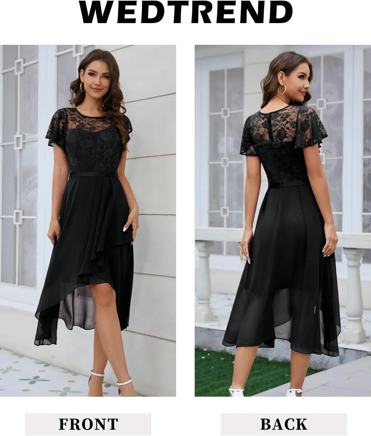 Wedtrend Women's Formal Dress Ruffle Cocktail Party Dress Flutter Sleeve Fall Wedding Guest Dress