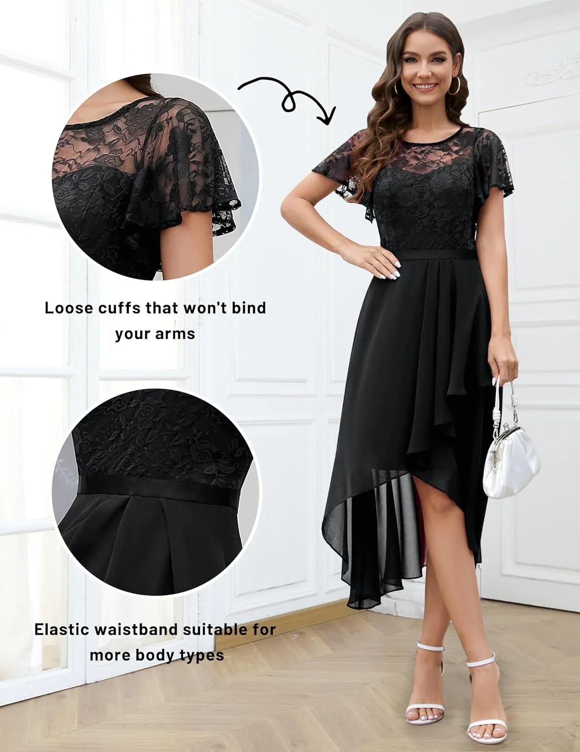 Wedtrend Women's Formal Dress Ruffle Cocktail Party Dress Flutter Sleeve Fall Wedding Guest Dress