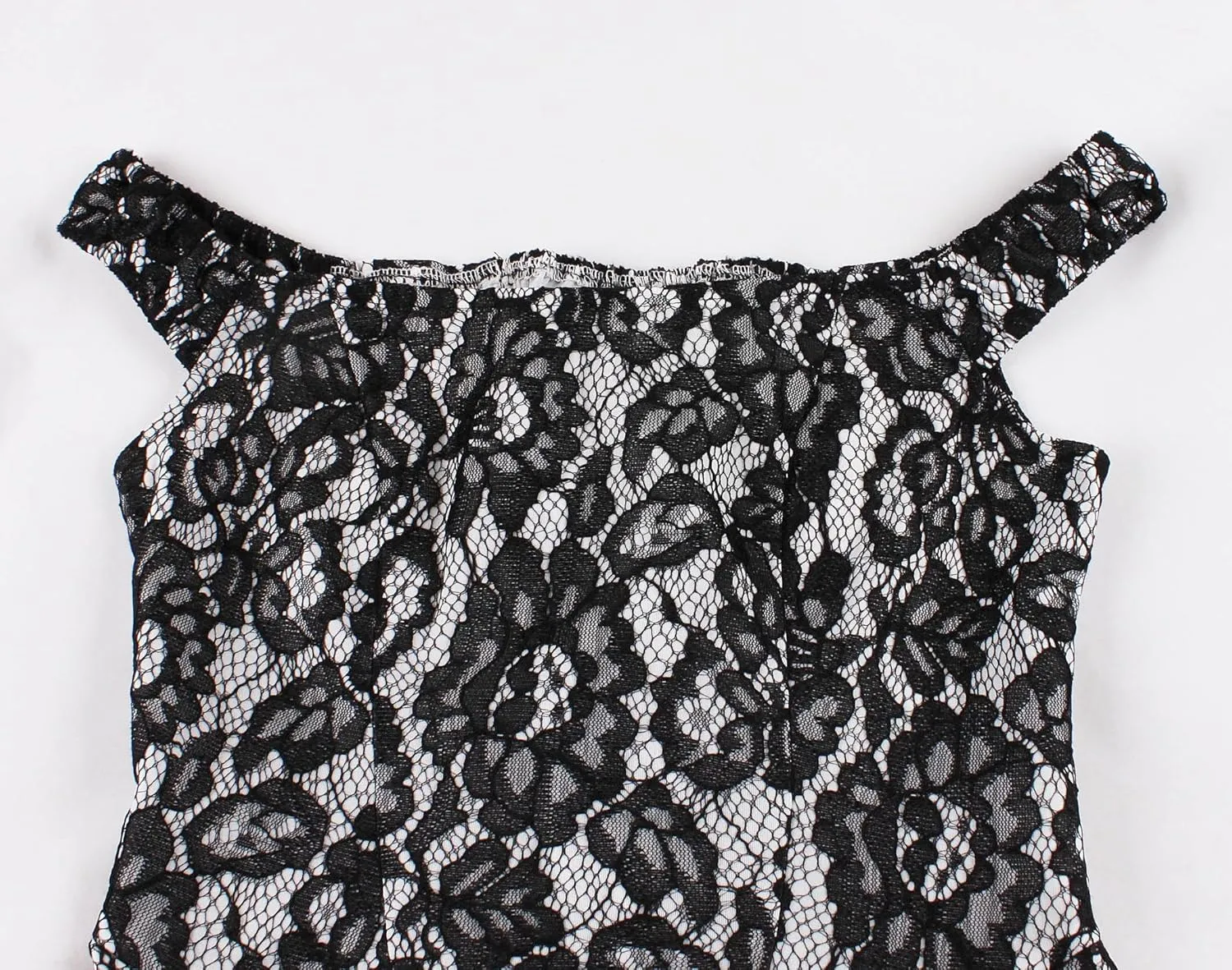Wellwits Women's Gothic Floral Lace Off Shoulder Vintage Formal Dress