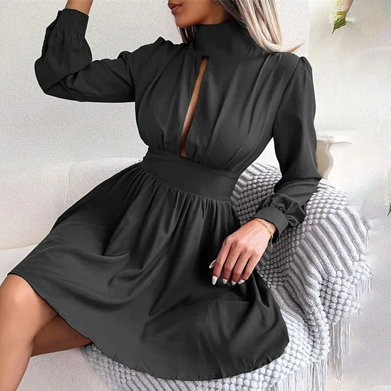 Women's A Line Turtleneck Mini Dress
