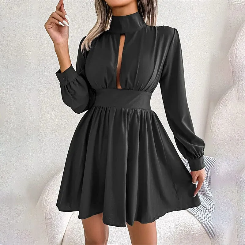 Women's A Line Turtleneck Mini Dress